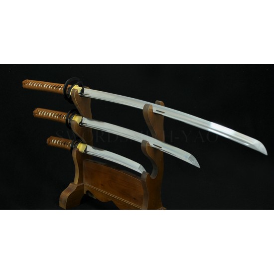 High Quality Japanese Sword Set KATANA+WAKIZASHI+TANTO High Caron Steel Oil Quenched Full Tang Blade