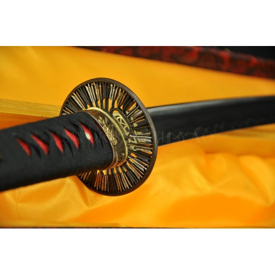 TRADITIONAL HAND FORGED JAPANESE SAMURAI SWORD SAKABATO (REVERSE-EDGED SWORD) CLAY TEMPERED BLADE