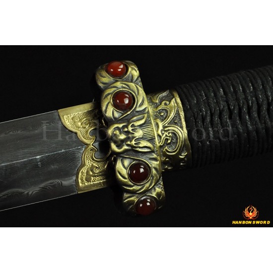HIGH QUALITY HAND MADE CHINESE SWORD Qin JIAN FOLDED STEEL CLAY TEMPERED BLADE