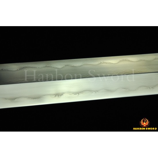 HIGH QUALITY HAND MADE CHINESE SWORD Qin JIAN FOLDED STEEL CLAY TEMPERED BLADE