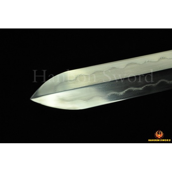 HIGH QUALITY HAND MADE CHINESE SWORD Qin JIAN FOLDED STEEL CLAY TEMPERED BLADE