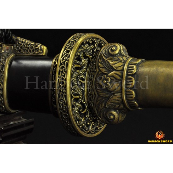 Traditional Hand Forged Chinese Sword Qing Dao Folded Steel Clay Tempered Blade HAZUYA Polished Razor