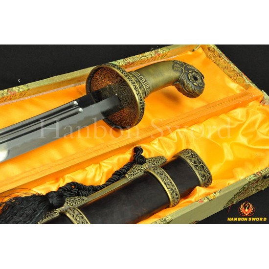 Traditional Hand Forged Chinese Sword Qing Dao Folded Steel Clay Tempered Blade HAZUYA Polished Razor