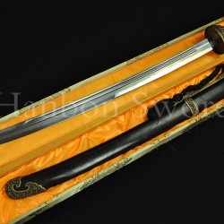 Traditional Hand Forged Chinese Sword Qing Dao Folded Steel Clay Tempered Blade HAZUYA Polished Razor