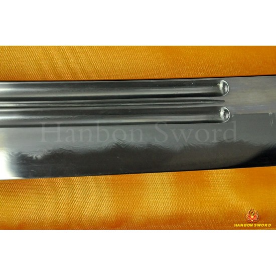 Traditional Hand Forged Chinese Sword Qing Dao Folded Steel Clay Tempered Blade HAZUYA Polished Razor