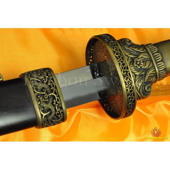 Traditional Hand Forged Chinese Sword Qing Dao Folded Steel Clay Tempered Blade HAZUYA Polished Razor