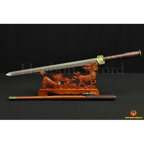 Traditional Hand Forged Chinese Sword HAN JIAN 8192 layers Folded Steel Full Tang Blade Brass Fittings