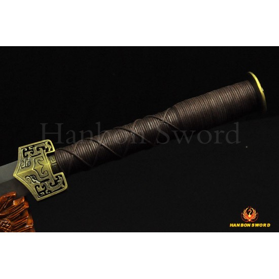 Traditional Hand Forged Chinese Sword HAN JIAN 8192 layers Folded Steel Full Tang Blade Brass Fittings