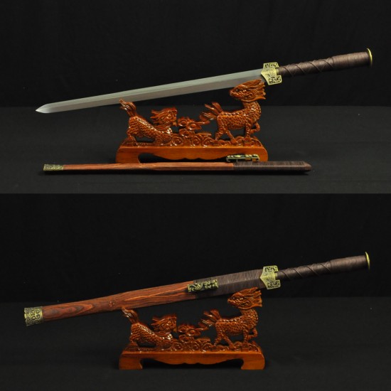 Traditional Hand Forged Chinese Sword HAN JIAN 8192 layers Folded Steel Full Tang Blade Brass Fittings Traditional Hand Forged Chinese Sword HAN JIAN 8192 layers Folded Steel Full Tang Blade Brass Fittings