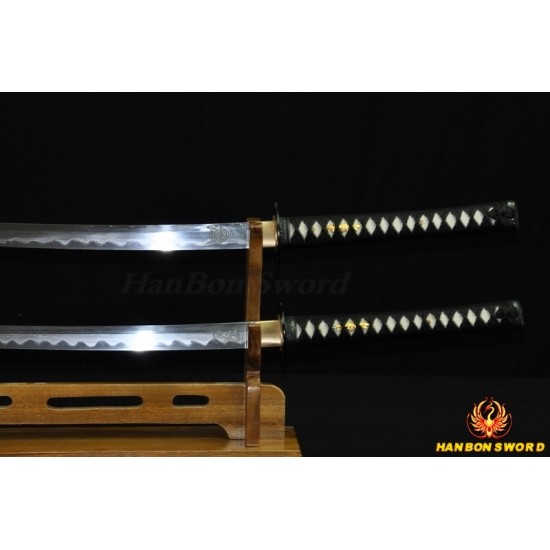 Kill Bill Sword Set (BILL+BRIDE SWORDS) Damascus steel clay tempered blade