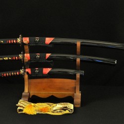 1095 High Carbon Steel Clay Tempered Samurai Sword Daisho Set KATANA WAKIZASHI TANTO