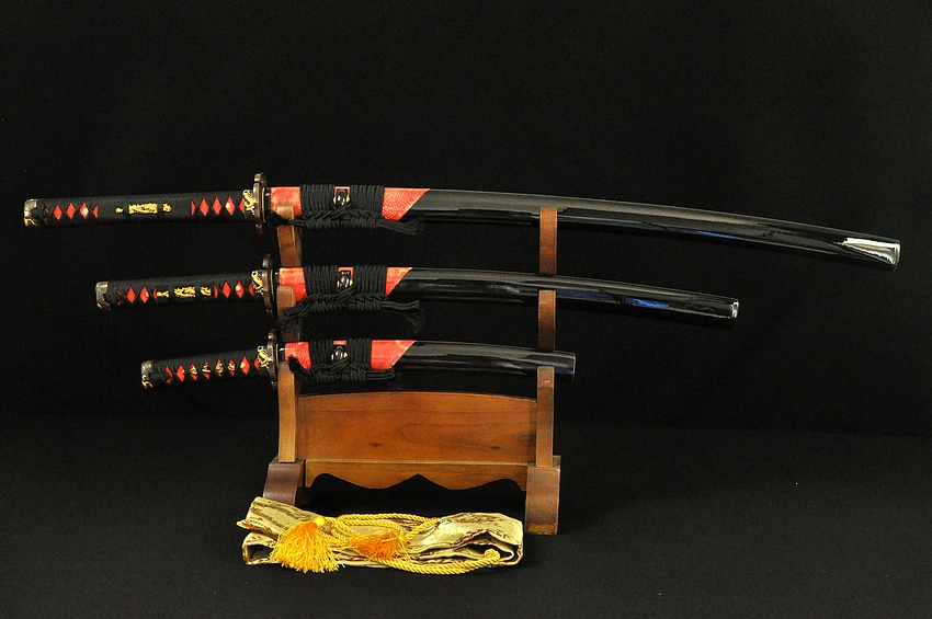 Sageo Pour Katana Ou Wakizashi - Cordon D'emballage épais - Rouge Et Noir - 300 Cm