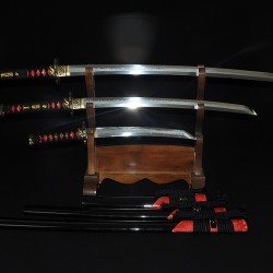 1095 High Carbon Steel Clay Tempered Samurai Sword Daisho Set KATANA WAKIZASHI TANTO