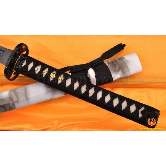 HAND MADE JAPANESE SAMURAI SWORD BLACK STEEL Oil Quenched FULL TANG BLADE