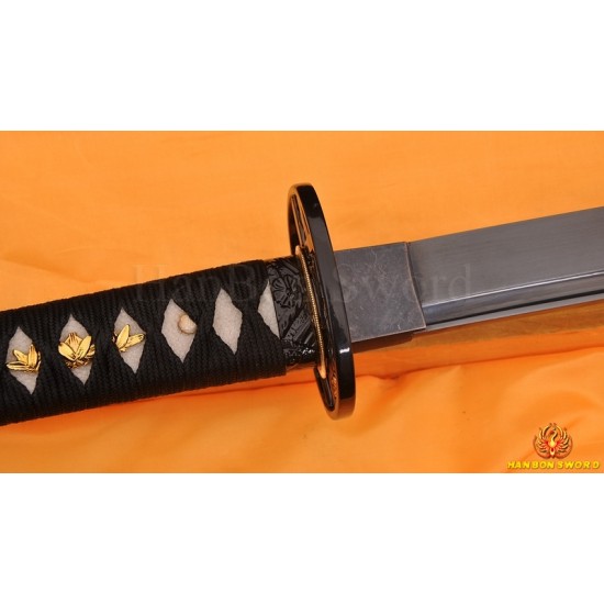 HAND MADE JAPANESE SAMURAI SWORD BLACK STEEL Oil Quenched FULL TANG BLADE