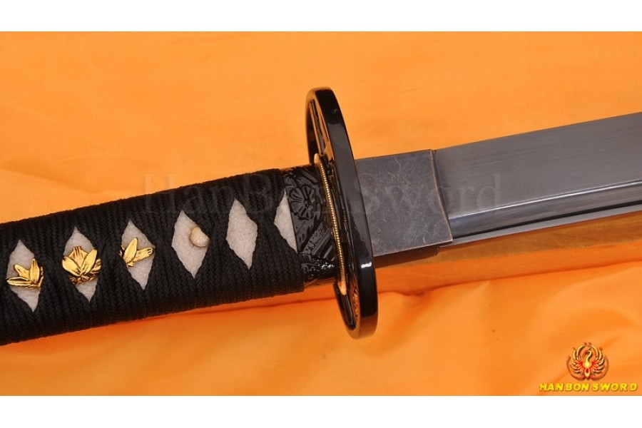 HAND MADE JAPANESE SAMURAI SWORD KATANA BLACK STEEL Oil Quenched FULL