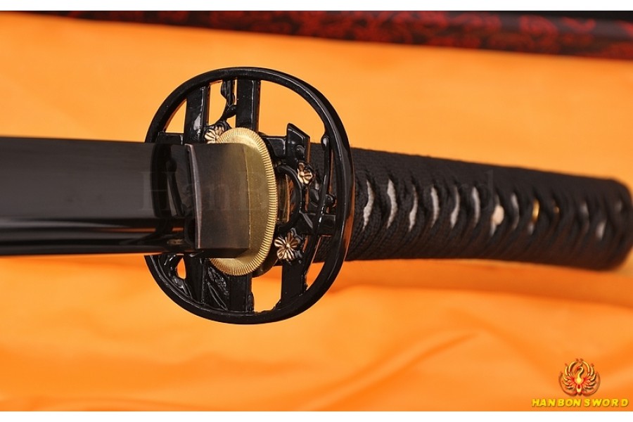 HAND MADE JAPANESE SAMURAI SWORD KATANA BLACK STEEL Oil Quenched FULL