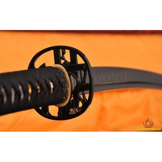 HAND MADE JAPANESE SAMURAI SWORD BLACK STEEL Oil Quenched FULL TANG BLADE