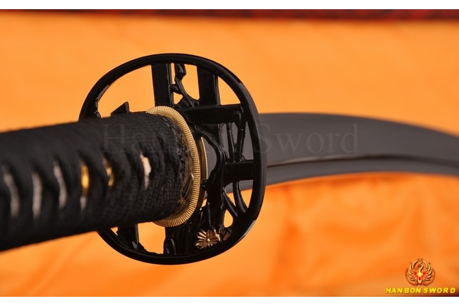 HAND MADE JAPANESE SAMURAI SWORD KATANA BLACK STEEL Oil Quenched FULL
