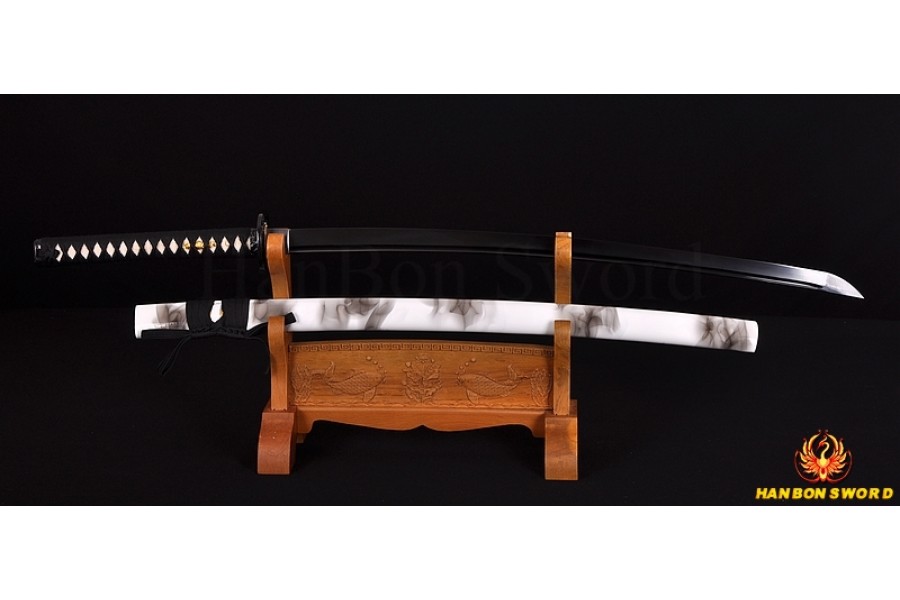 HAND MADE JAPANESE SAMURAI SWORD KATANA BLACK STEEL Oil Quenched FULL