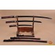 Japanese Samurai Dragon Swords Set katana+wakizashi+tanto Black Full Tang Blade