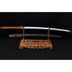  Japanese KATANA SWORD Handmade Samurai Sword Folded Pattern Steel Blade With Copper Tsuba