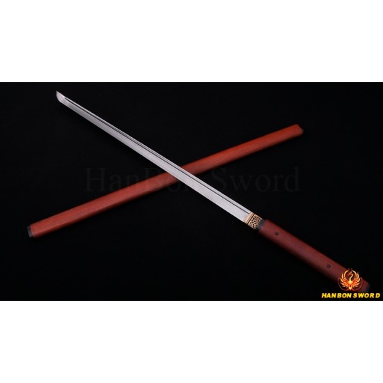 Hand Forged ZATOICHI Japanese Sword Ninjato Shirasaya Damascus Folded Steel Blade