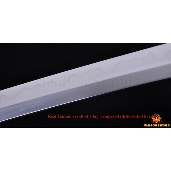 Hand Forged Damascus Steel Clay Tempered Blade Dragon Hawk Koshirae Hualee Saya Japanese KATANA Samurai Sword