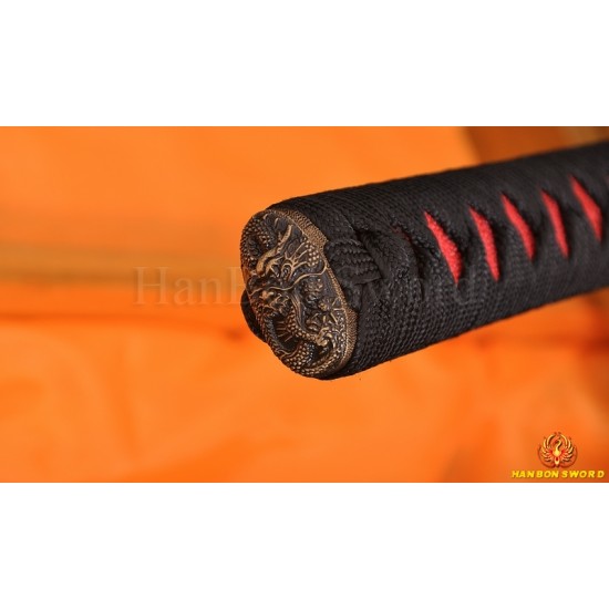 BLACK FULL TANG BLADE DRAGON KOSHIRAE KATANA HAND MADE Oil Quenched JAPANESE SAMURAI SWORD for sale