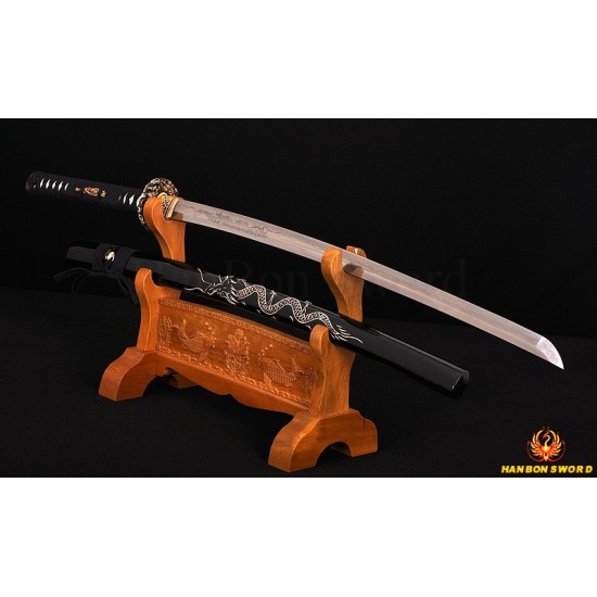 Fully Hand Forged Damascus Steel Clay Tempered Blade Dragon Koshirae KATANA Japanese Samurai Sword