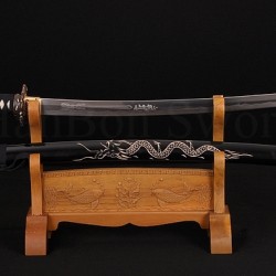 Fully Hand Forged Damascus Steel Clay Tempered Blade Dragon Koshirae KATANA Japanese Samurai Sword