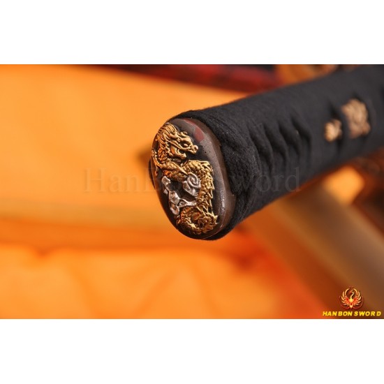 Fully Hand Forged Damascus Steel Clay Tempered Blade Dragon Koshirae KATANA Japanese Samurai Sword