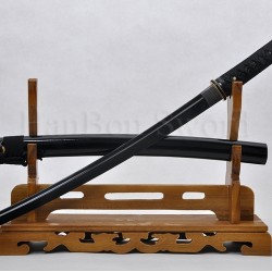 Hand Forged Black Wakizshi Japanese Samurai Sword black carbon steel blade