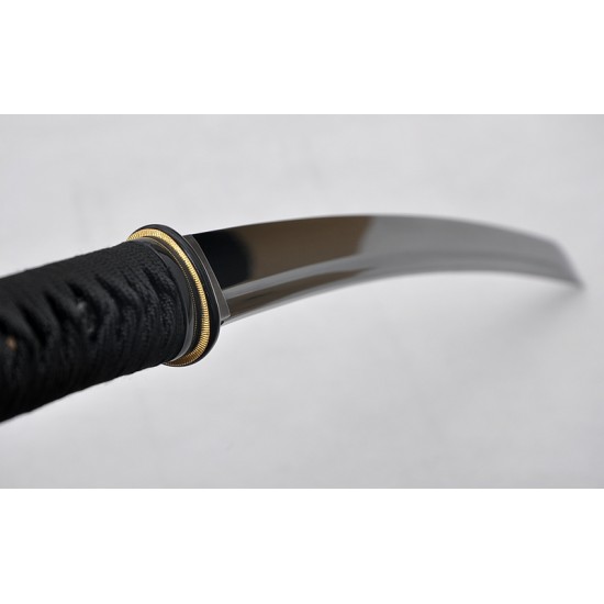 Hand Forged Black Wakizshi Japanese Samurai Sword black carbon steel blade