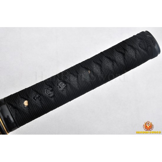 Hand Forged Black Wakizshi Japanese Samurai Sword black carbon steel blade