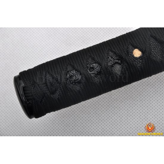 Hand Forged Black Wakizshi Japanese Samurai Sword black carbon steel blade