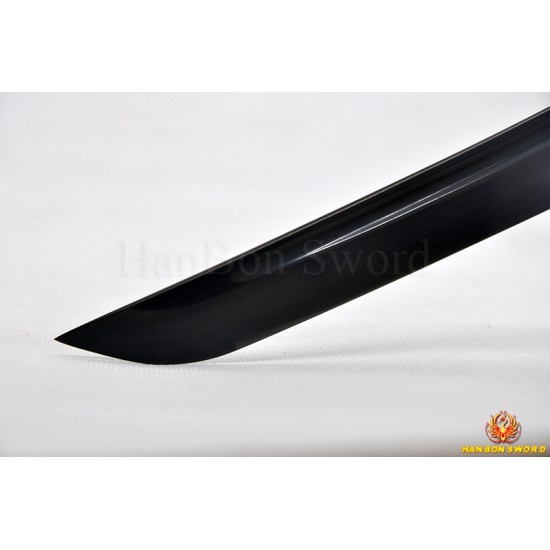 Hand Forged Black Wakizshi Japanese Samurai Sword black carbon steel blade