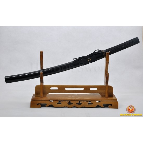 Hand Forged Black Wakizshi Japanese Samurai Sword black carbon steel blade