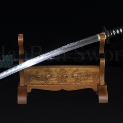 Damascus Steel Clay Tempered Blade Brass Hawk Koshirae KATANA Japanese Samurai Sword