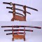 High Quality Japanese Sword Set KATANA+WAKIZASHI+TANTO Black&Red Damascus Full Tang Blade