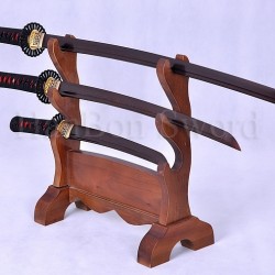 High Quality Japanese Sword Set KATANA+WAKIZASHI+TANTO Black&Red Damascus Full Tang Blade