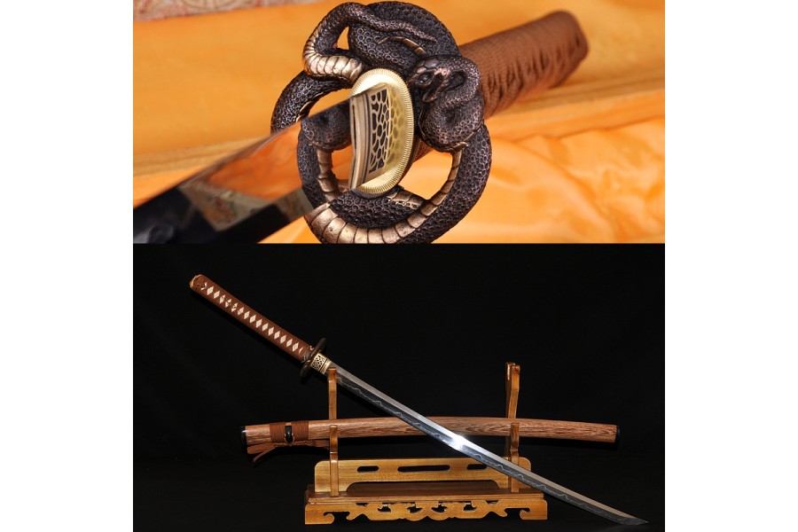 Coffee Synthetic Silk Ito White Rayskin TSUKA HANDLE for Samurai Katana Sword
