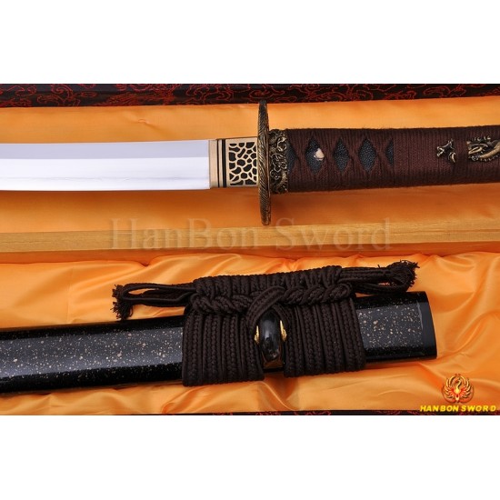 Straight HAMON Fully Hand Forged Damascus Steel Clay Tempered Blade Japanese KATANA Samurai Sword