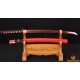 Hand Forged Black&Red Damascus Oil Quenched Full Tang Blade Japanese Wakizashi Sword