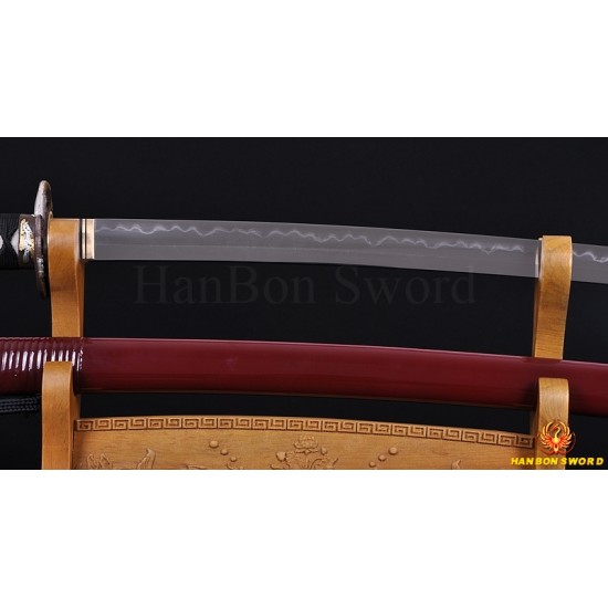 Fully Hand Forged Damascus Steel Clay Tempered Blade Hawk Koshirae KATANA Japanese Samurai Sword