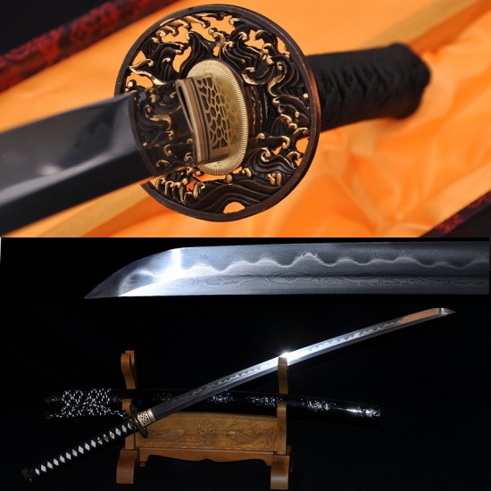 Black Waves Katana,japanese Samurai Sword,real Handmade Katana