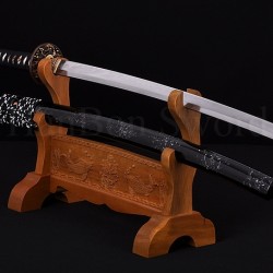 Hand Forged Damascus Steel Clay Tempered Blade Wave Koshirae Japanese KATANA Samurai Sword