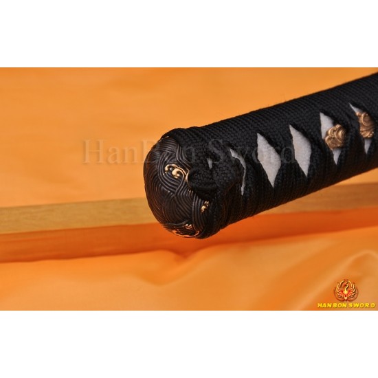 Hand Forged Damascus Steel Clay Tempered Blade Wave Koshirae Japanese KATANA Samurai Sword