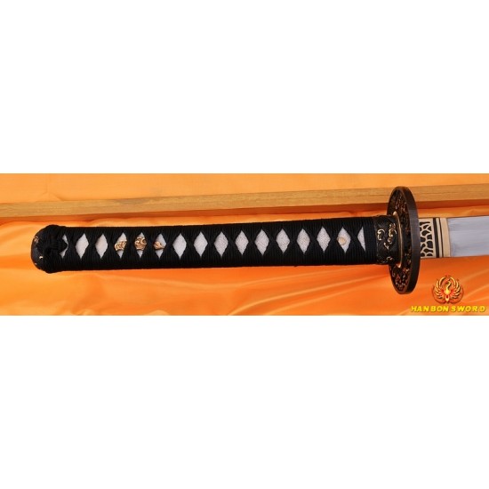 Hand Forged Damascus Steel Clay Tempered Blade Wave Koshirae Japanese KATANA Samurai Sword