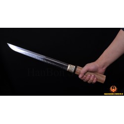  Hand Made Japanese TANTO Samurai Sword Clay Tempered Full Tang Blade Hualee SAYA